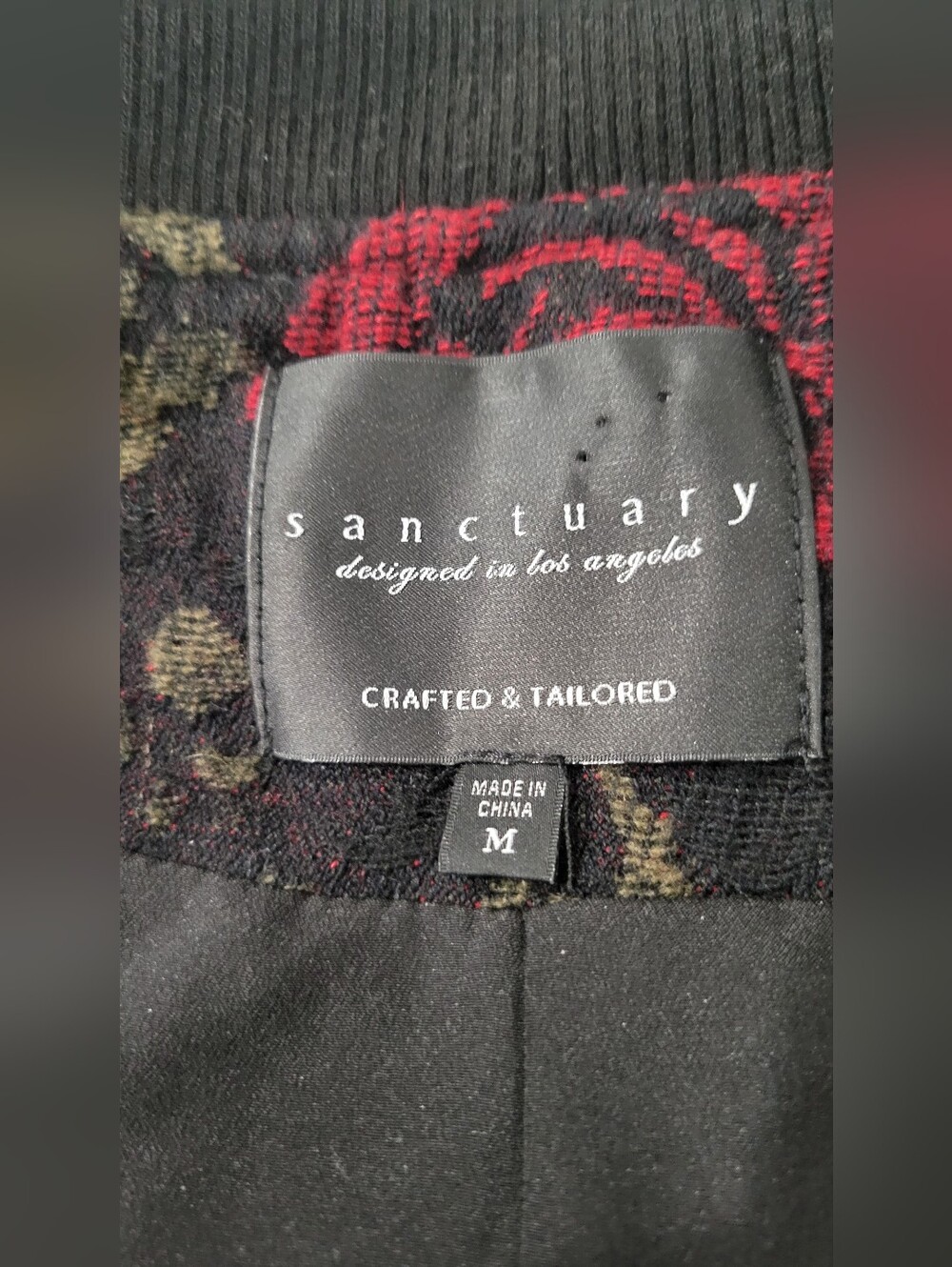 Sanctuary Rose Seduction Black & Red Floral Bomber Jacket | Size Medium - Picture 7 of 8